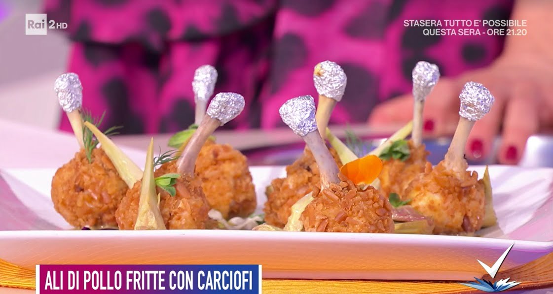 ali di pollo fritte con carciofi