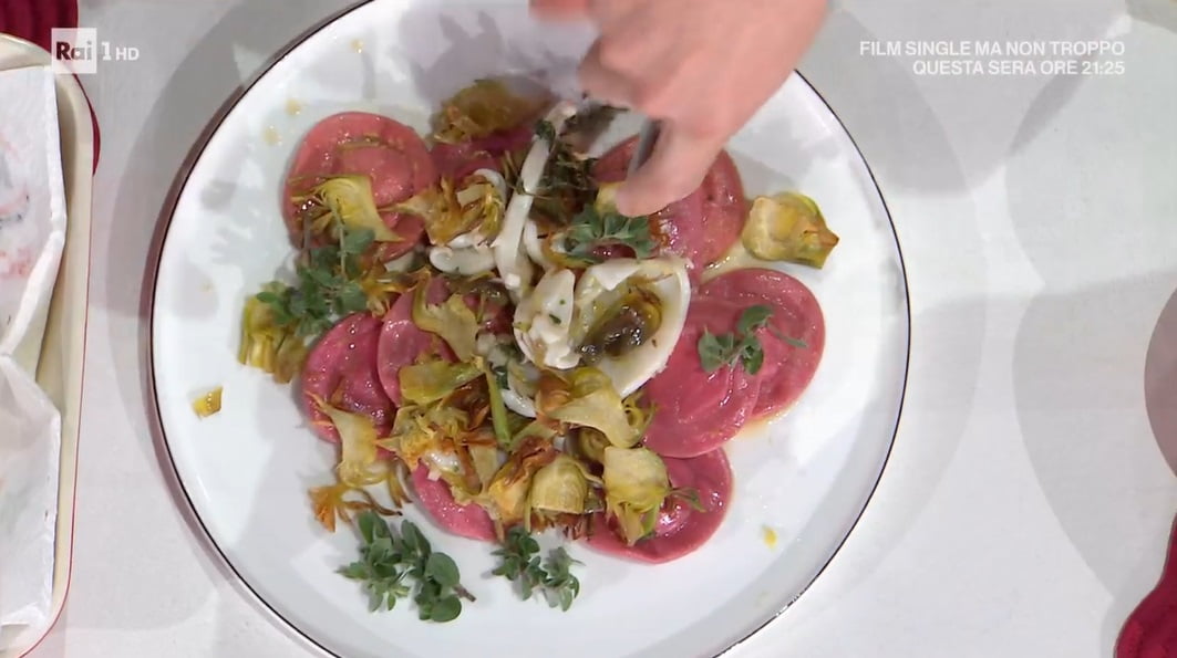 ravioli rossi con seppie e carciofi di Mauro e Mattia Improta